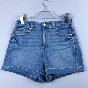 American Eagle Outfitters Curvy Mom Shorts Womens Size 2 Sretch High Rise Blue